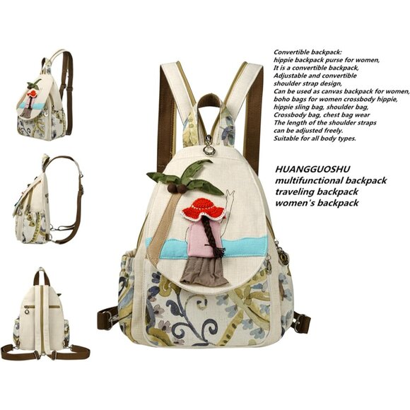 Adjustable Multi-Function Bohemian Backpack - Crafted for Style and Comfort - Picture 3 of 7